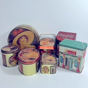 6 Coca Cola Coke Tins Vintage